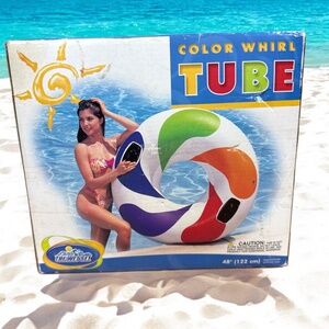 INTEX Color Whirl Tube 48" Pool Float 2001 Vintage Wet Set Handles Sealed Box